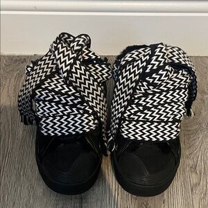 Lanvin Black and White Sneaker Mules